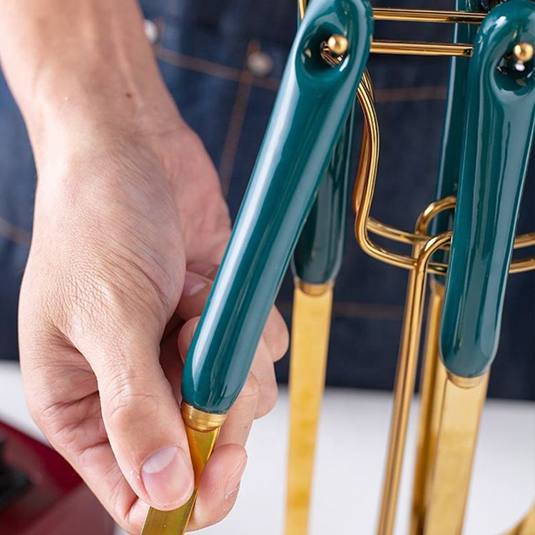 Gold Utensils Tools with Stand ( 6 Pieces )